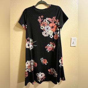 Lula Roe Black Floral Print Dress